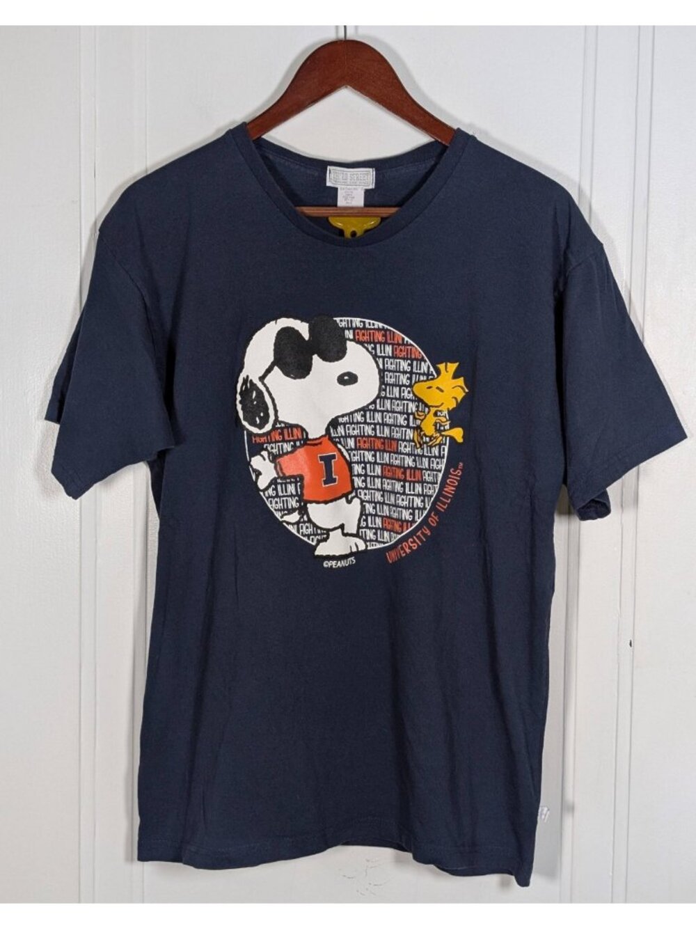 Vintage Snoopy University Of Illinois Fighting Illini Peanuts Size Large Blue